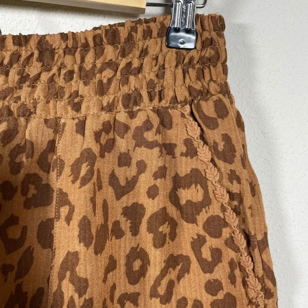 Soft Surroundings Wide Leg Pants Women PL Orange‎ Leopard Print Excellent Petite
